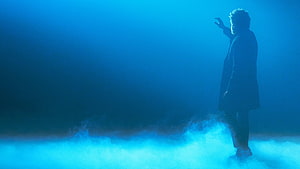 The Weeknd Silhouette in Blue Fog and Stage Lighting HD wallpaper