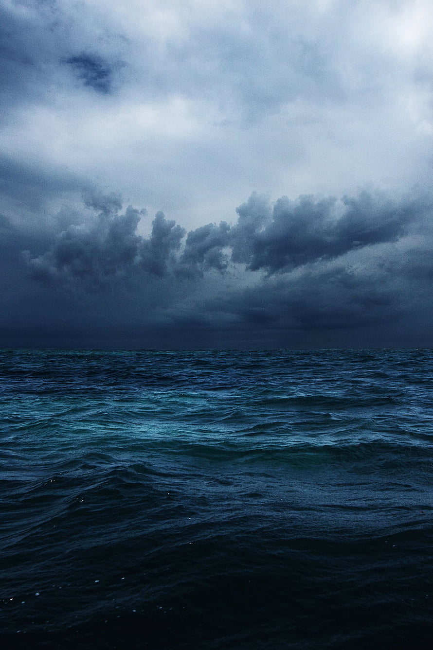 Dark Ocean Storm With Heavy Clouds And Churning Waves HD phone wallpaper