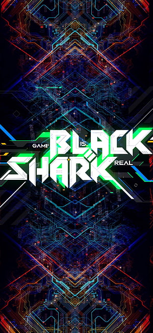 Black Shark Gaming Logo on Neon Circuit Board Background HD phone wallpaper