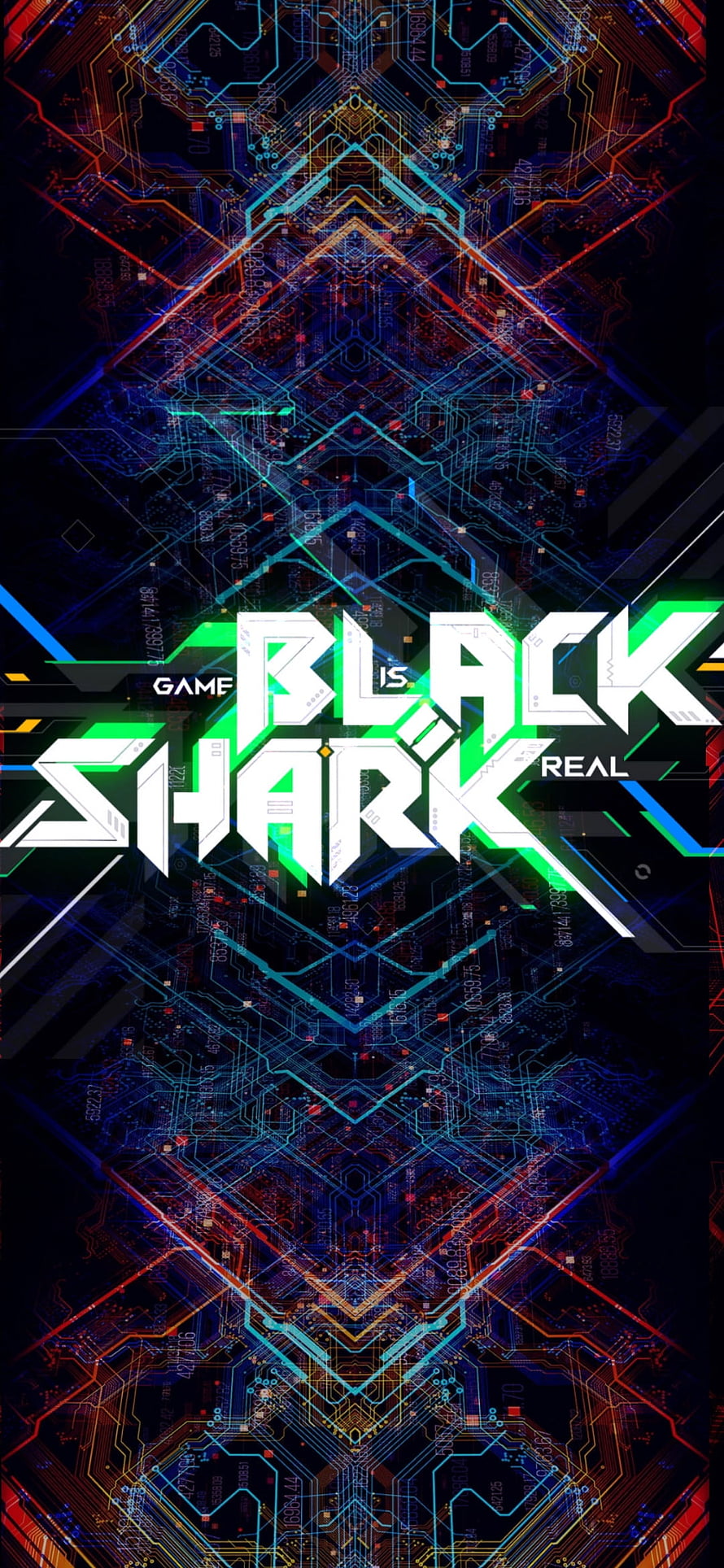 Black Shark Gaming Logo on Neon Circuit Board Background HD phone wallpaper