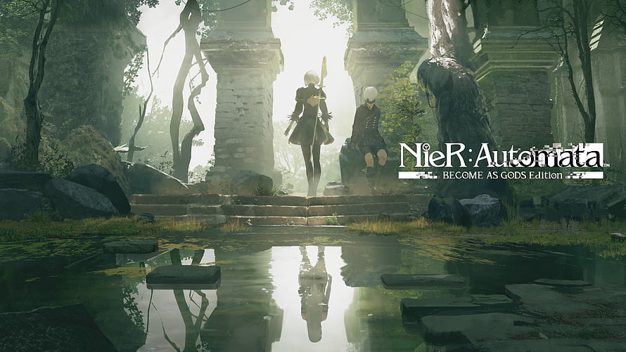 NieR Automata Become As Gods Edition: Two Characters in Misty Ruins HD wallpaper