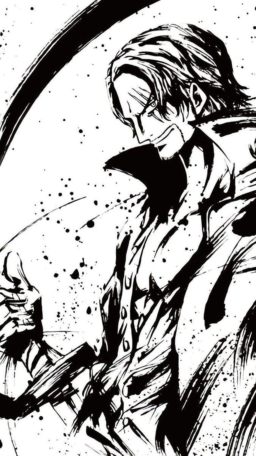 Shanks One Piece Manga Panel Black and White Ink Illustration HD phone wallpaper