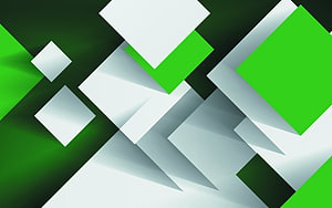 Abstract Green and White Geometric Shapes with Depth and Shadows HD wallpaper