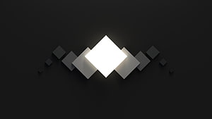 Minimalist 3D Abstract Geometric Diamond Shapes With Glowing Center On Dark Background HD wallpaper