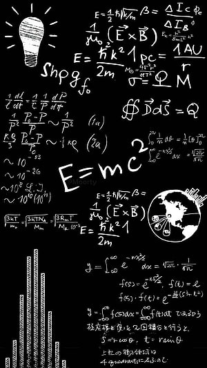 Handwritten Physics Equations and Scientific Diagrams on a Black Chalkboard HD phone wallpaper