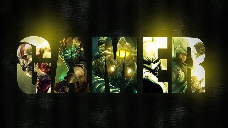 Gamer Typography Featuring Kratos, Master Chief, Ellie, Batman, and Ezio Auditore, papel de parede de jogos. Gaming , Gaming , Best gaming, Beautiful Games HD wallpaper