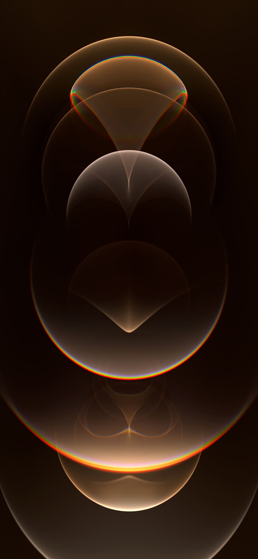 Abstract Geometric Spheres with Warm Golden Glow and Chromatic Edges on Dark Background HD phone wallpaper