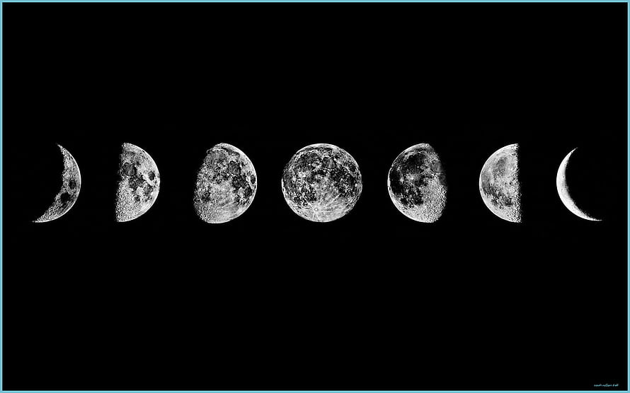 Phases of the Moon Sequence on Black Background HD wallpaper
