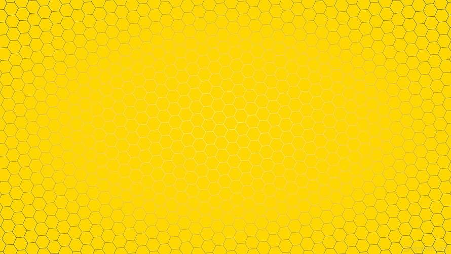 Bright Yellow Honeycomb Hexagon Pattern with Subtle Gradient and Geometric Grid Design HD wallpaper