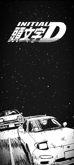 Initial D manga art featuring drifting cars under a starry night sky, Initial D, Initial_D, RX-7, Black_and_white, AE86 HD phone wallpaper