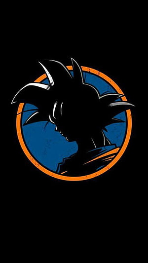 Goku Silhouette in Orange Circle on Black Background Dragon Ball Super Anime Art HD phone wallpaper