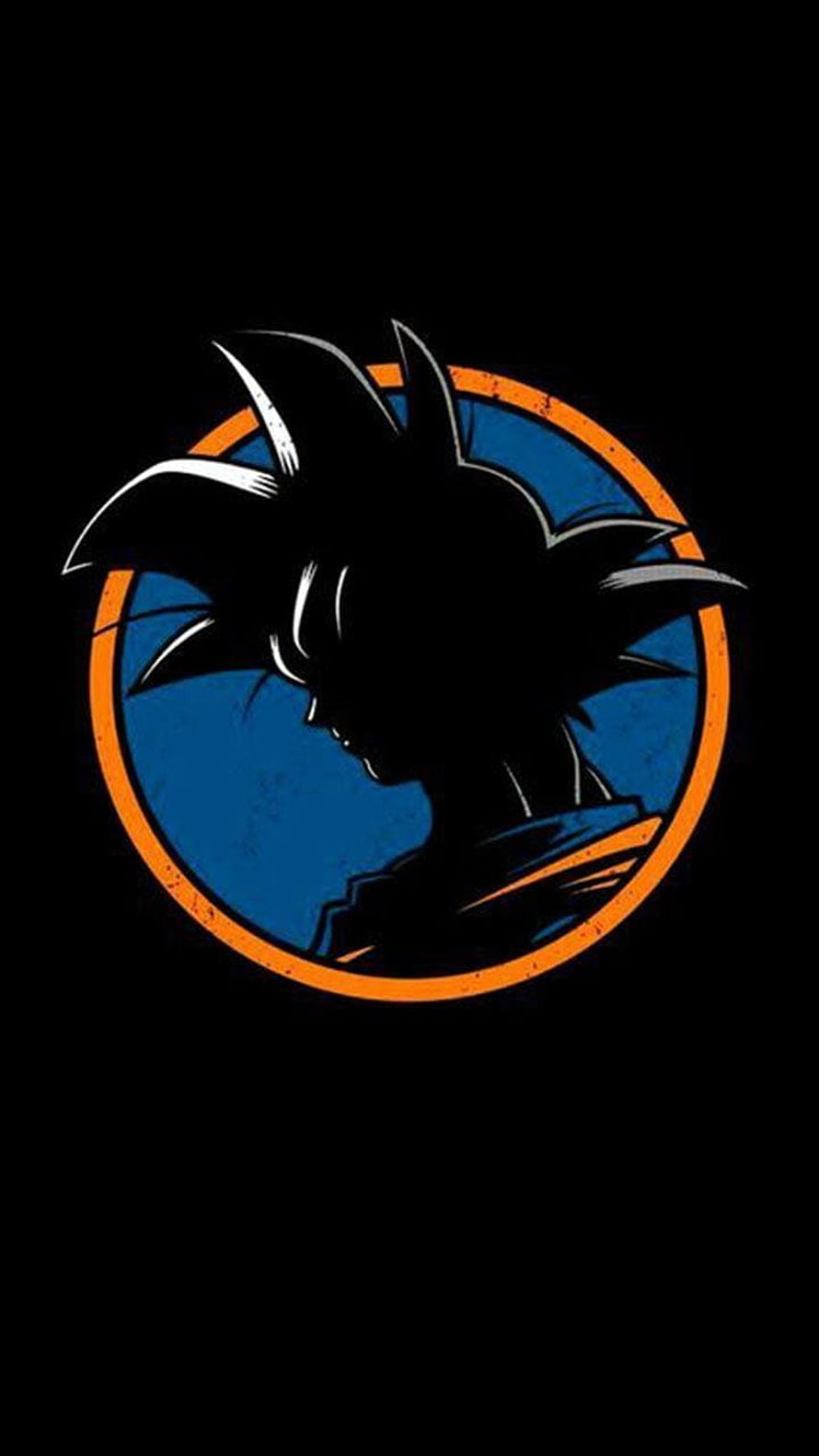 Goku Silhouette in Orange Circle on Black Background Dragon Ball Super Anime Art HD phone wallpaper