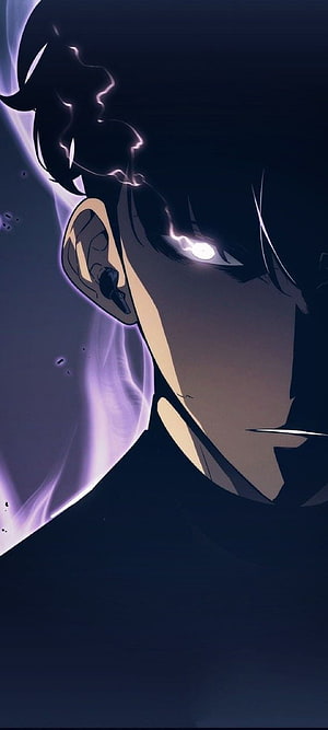 Anime Character With Glowing White Eye And Purple Lightning Aura HD phone wallpaper