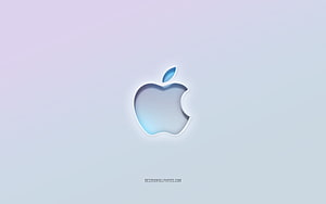 Apple Logo Cutout Design with Soft Blue Gradient on Minimalist Background HD wallpaper