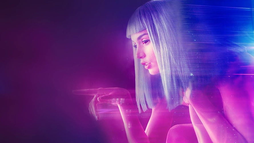 Blade Runner 2049 Joi Hologram in Neon Pink and Blue Light HD wallpaper