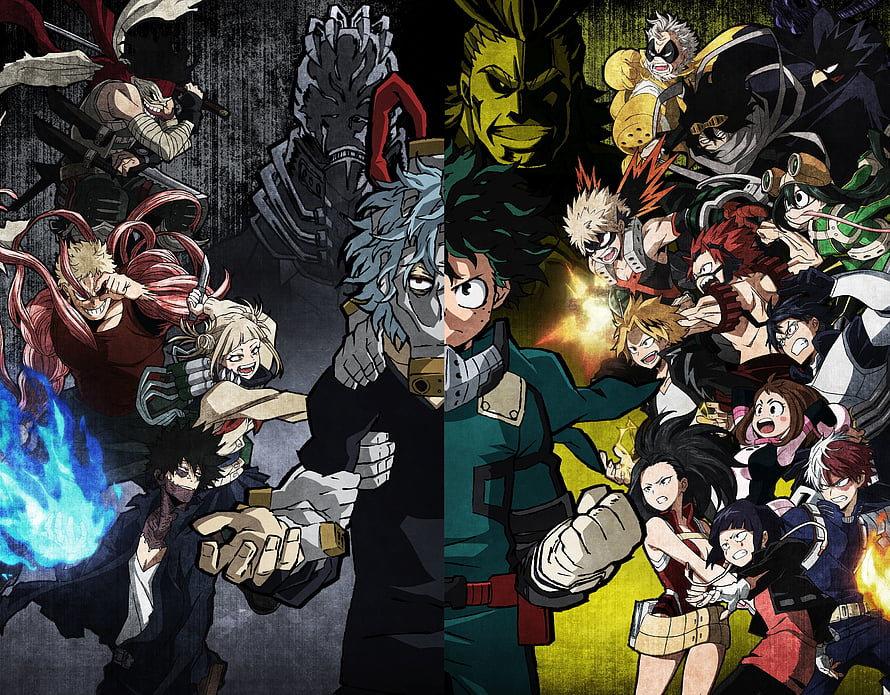 My Hero Academia Heroes and Villains Confrontation Anime Artwork HD wallpaper
