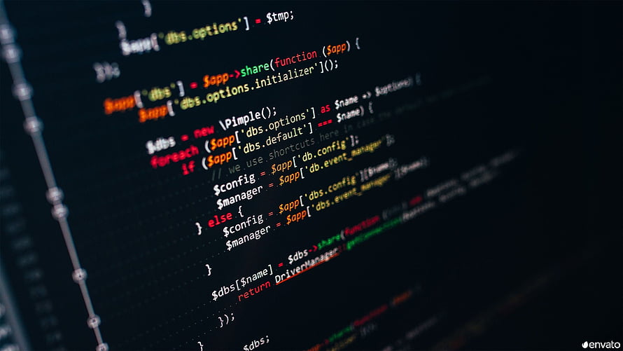 Close-up of PHP source code with syntax highlighting on a dark editor background HD wallpaper