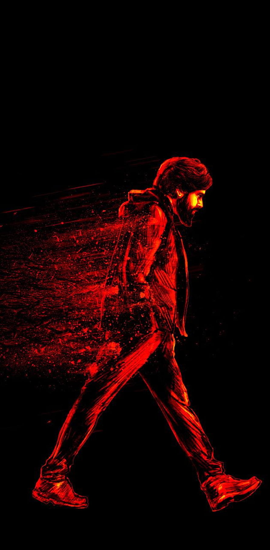 Allan Walker Glowing Red Silhouette Walking Digital Art HD phone wallpaper