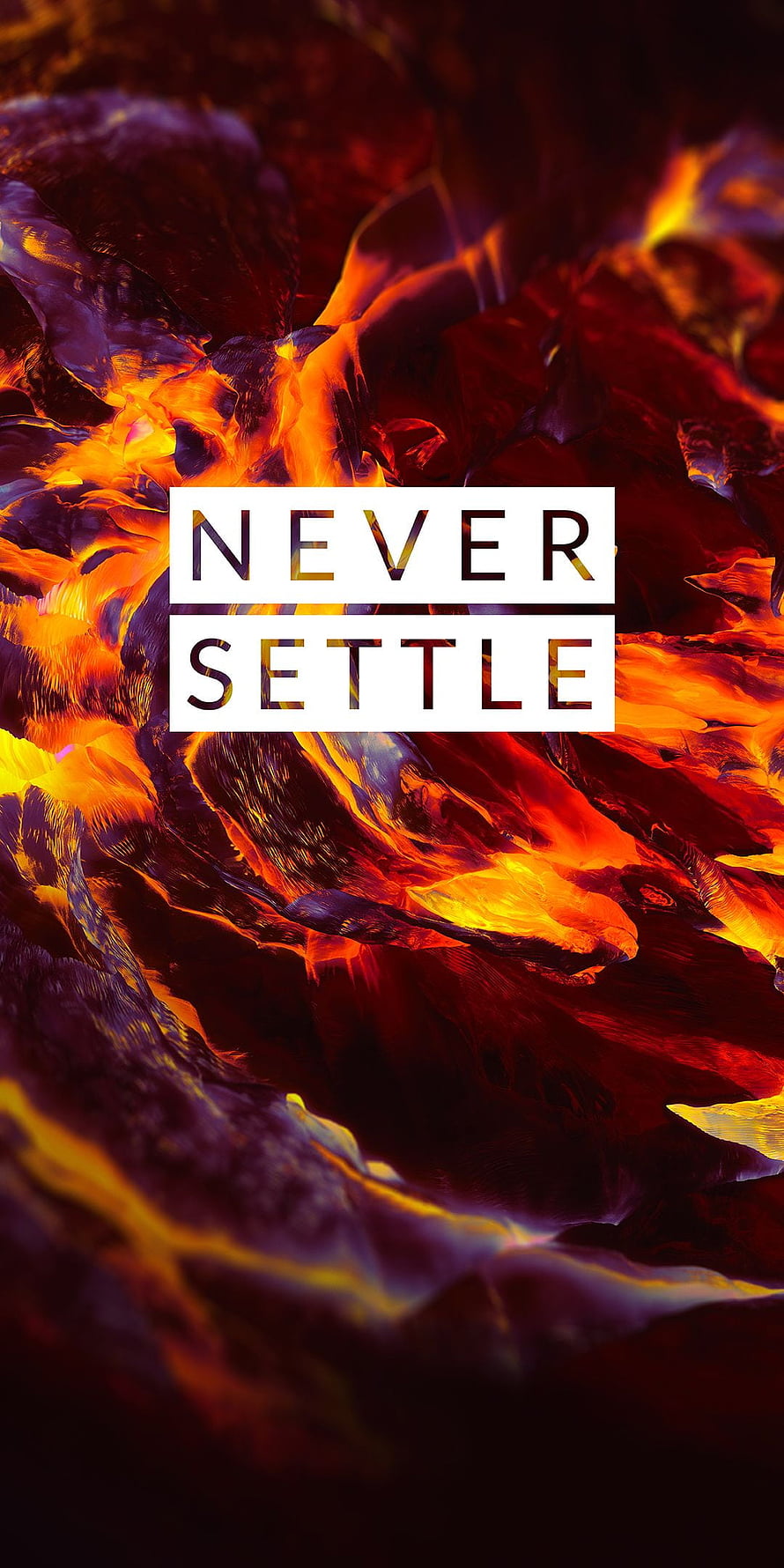 OnePlus Never Settle Lava Texture Wallpaper with Fiery Orange and Purple Abstract Design HD phone wallpaper