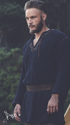 Ragnar Lothbrok in Viking Era Attire with Dark Tunic and Leather Belt HD phone wallpaper
