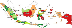 Color-Coded Political Map of Indonesia Provinces and Regions HD wallpaper
