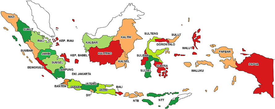 Color-Coded Political Map of Indonesia Provinces and Regions HD wallpaper