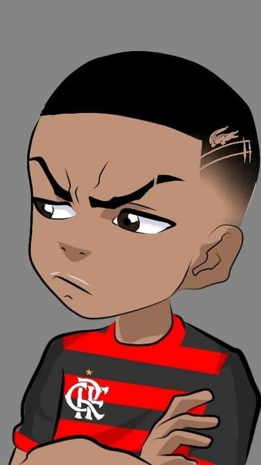 Angry Cartoon Boy Wearing Flamengo Football Jersey With Crossed Arms HD phone wallpaper