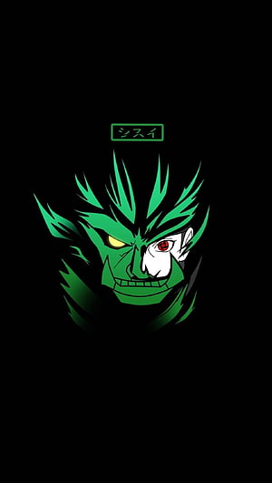 Shisui Uchiha Anime Portrait With Sharingan And Green Hair On Black Background HD phone wallpaper