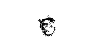 MSI Dragon Logo Black Silhouette on White Background HD wallpaper