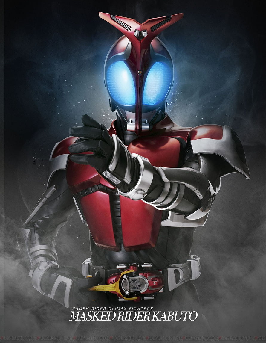 Kamen Rider Kabuto Hero Portrait with Glowing Blue Eyes and Red Armor HD phone wallpaper
