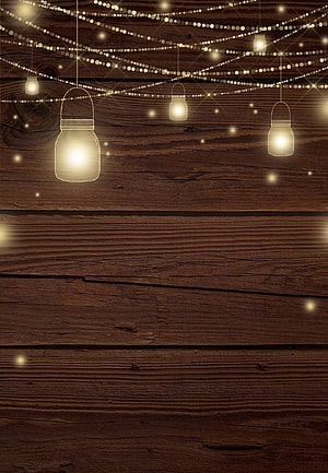 Warm String Lights Hanging Against Rustic Dark Wood Plank Background HD phone wallpaper
