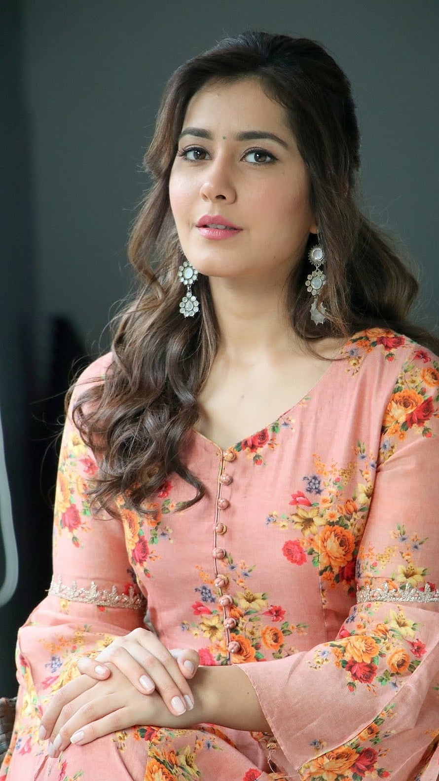 Sajal Aly in a Pink Floral Dress Portrait HD phone wallpaper