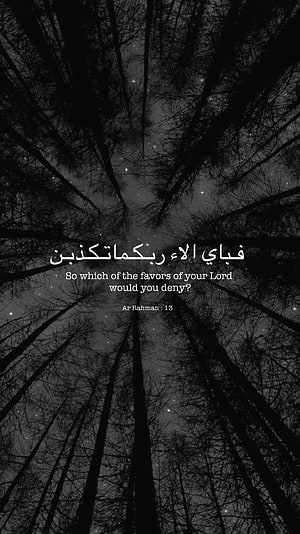 Ar Rahman Surah 13 Quranic Verse Overlooking Dark Forest Canopy at Night, Ar Rahman Ayat 13, A. R. Rahman HD phone wallpaper