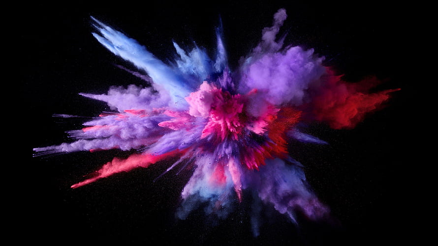 Vibrant Multicolor Powder Explosion Bursting Against Black Background HD wallpaper