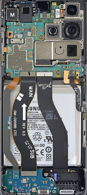 Samsung Galaxy S9 SM-G960F Internal Teardown Showing Motherboard and Battery HD phone wallpaper