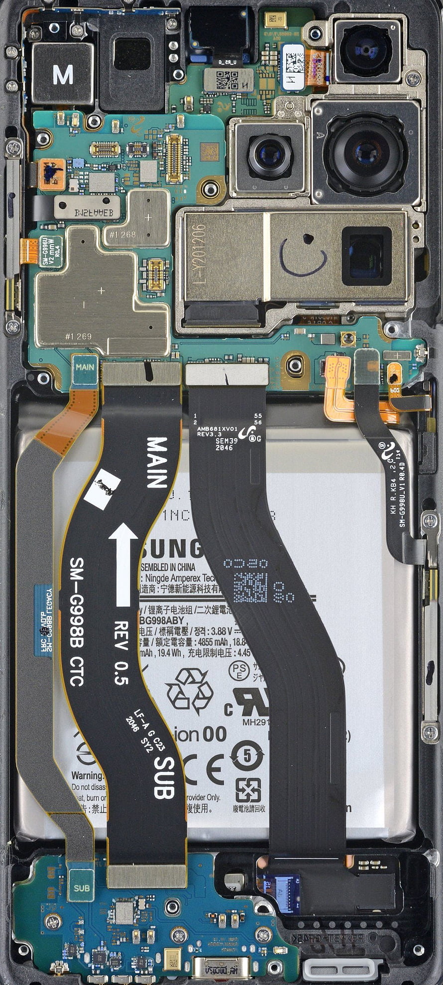 Samsung Galaxy S9 SM-G960F Internal Teardown Showing Motherboard and Battery HD phone wallpaper