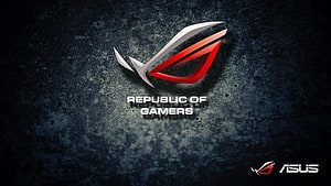 Republic of Gamers ROG Eye Logo on Dark Textured Background HD wallpaper