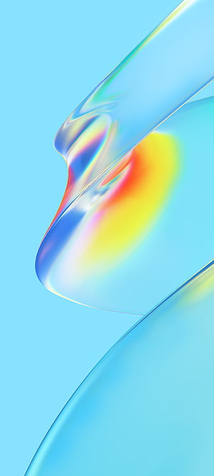 Abstract Iridescent Liquid Wave Wallpaper With Rainbow Holographic Colors On Blue Background HD phone wallpaper