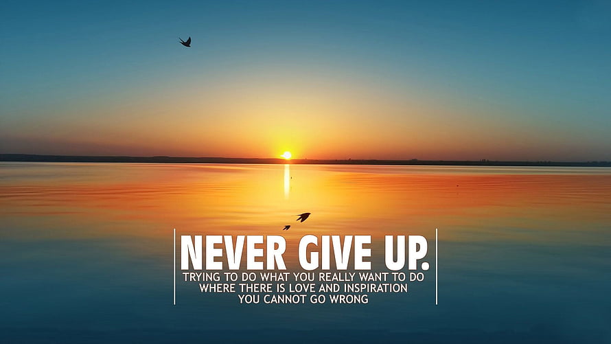 Inspirational Sunset Over Calm Lake With Birds And Motivational Quote HD wallpaper