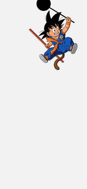 Kid Goku Flying with Nyoibo Staff Anime Character Illustration HD phone wallpaper