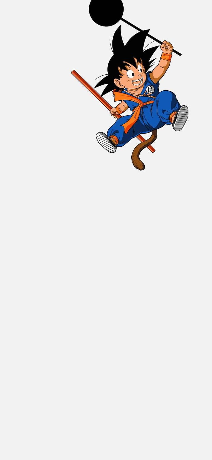 Kid Goku Flying with Nyoibo Staff Anime Character Illustration HD phone wallpaper