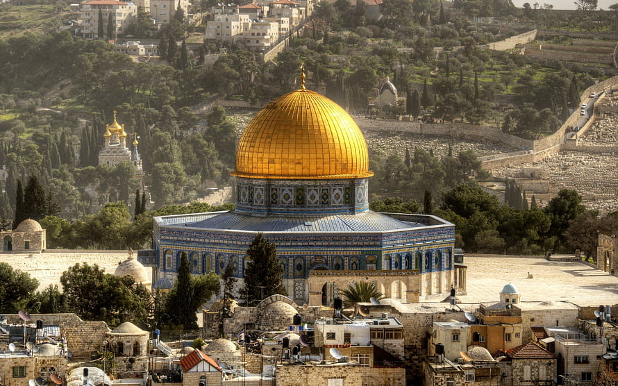 Dome of the Rock and Al-Aqsa Mosque in Jerusalem Old City HD wallpaper