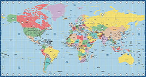 Detailed World Time Zone Map With Country Borders And UTC Markers HD wallpaper