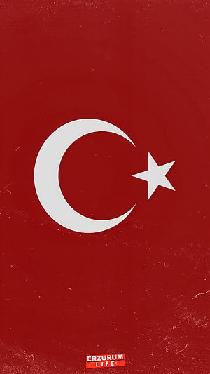 Minimalist Turkish National Flag Design With White Crescent And Star On Deep Red Background HD phone wallpaper