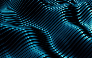 Abstract Blue Metallic Wave Texture with Flowing 3D Ridges and Glossy Finish HD wallpaper