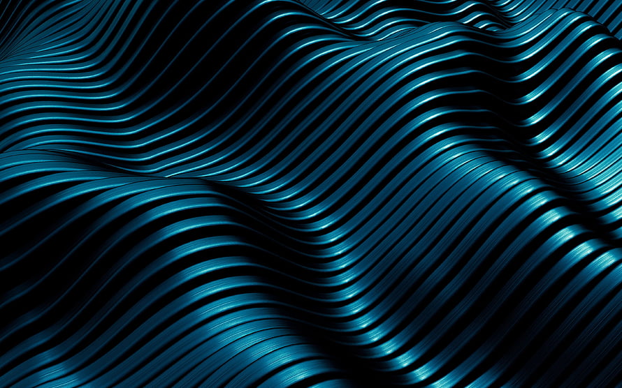 Abstract Blue Metallic Wave Texture with Flowing 3D Ridges and Glossy Finish HD wallpaper