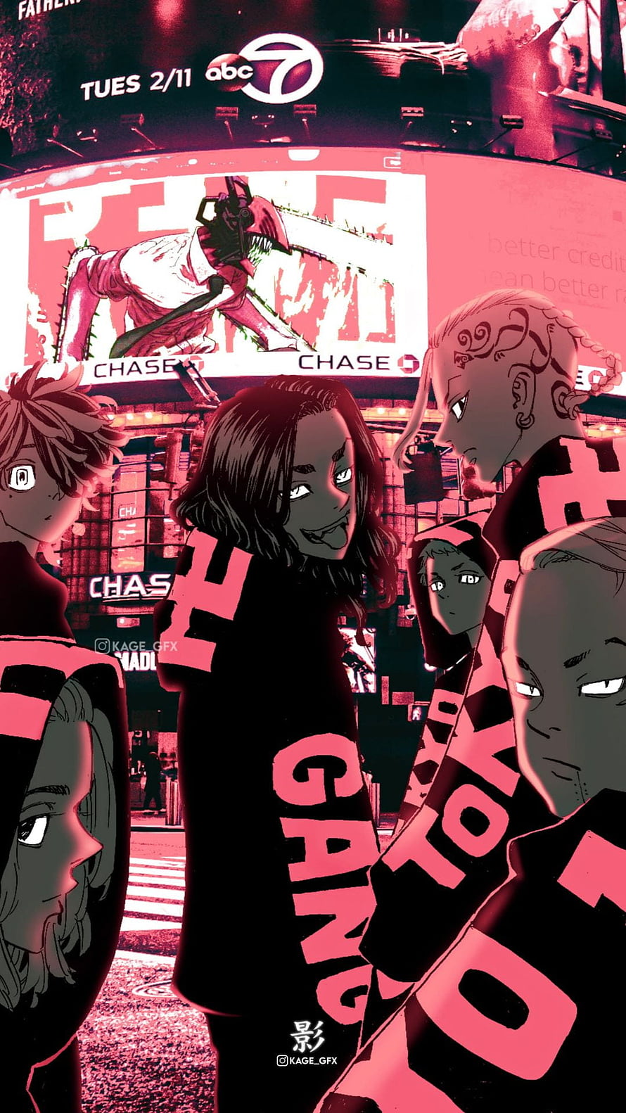 Tokyo Revengers Anime Characters in Neon Pink Tokyo Cityscape HD phone wallpaper