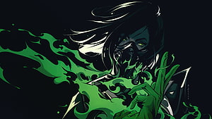 Dark Anime Character With Green Smoke And Mask HD wallpaper