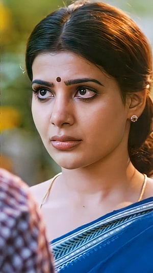 Samantha Akkineni in Blue Saree Portrait from Tamil Film Thanga Magan HD phone wallpaper