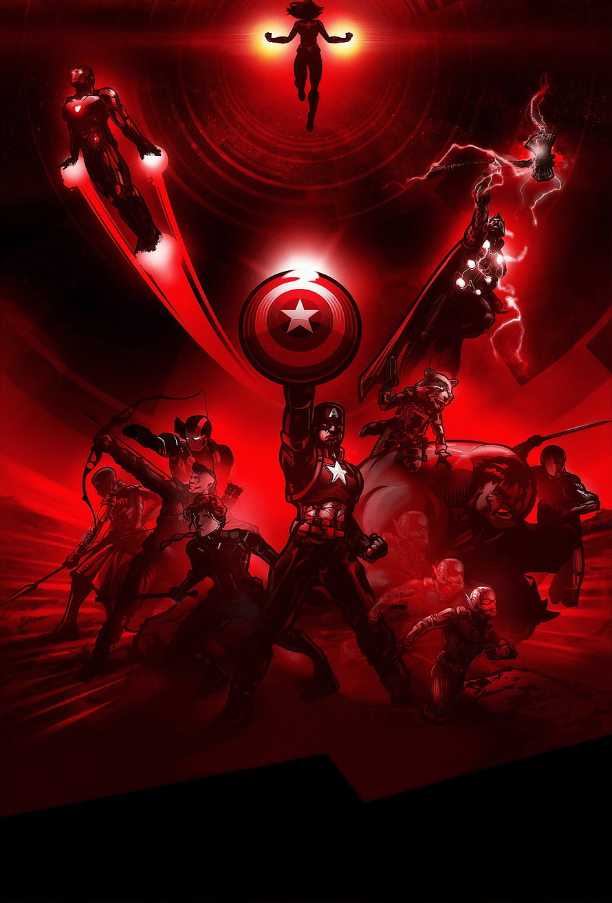 Avengers Endgame Red Silhouette Team Artwork HD phone wallpaper